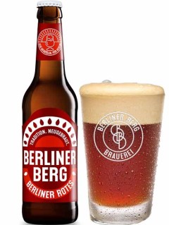 deutsches Bier Berliner Berg Berliner Rotes 0,33 l in Bierflasche mit vollem Bierglas