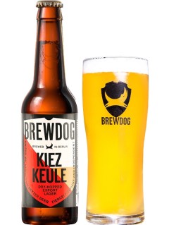 schottisches Bier BrewDog Kiez Keule 0,33 l Bierflasche mit vollem Bierglas