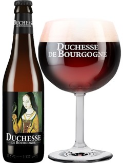 belgisches Bier Duchesse de Bourgogne Bierflasche 0,25 l Bierflasche mit vollem Bierglas