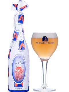 belgisches Bier Jan de Lichte in der 75 cl Bierflasche mit vollem Bierglas
