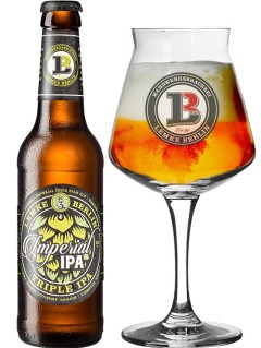 deutsches Bier Lemke Imperial IPA in der 0,33 l Bierflasche mit vollem Bierglas