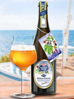 deutsches Bier Schneider Weisse TAPX Nelson Sauvin in der 75 cl Bierflasche mit vollem Bierglas