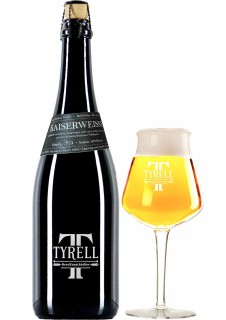 deutsches Bier Tyrell Kaiserweisse in 0,75 l Bierflasche mit vollem Bierglas